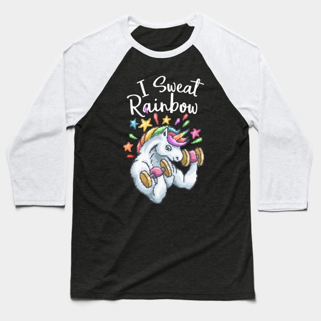 Sweat Rainbow Unicorn Retro Games 8 Bit 80s 90s Attire Baseball T-Shirt by SpottydoggCreatives